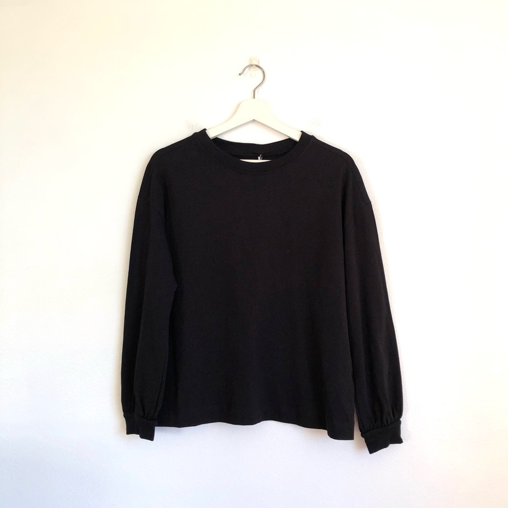 NWT Everlane Black The Organic Cotton Oversized Long Sleeve Tee Top Size Small